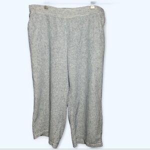 Plus Size Gray Striped Wide-Leg Pants